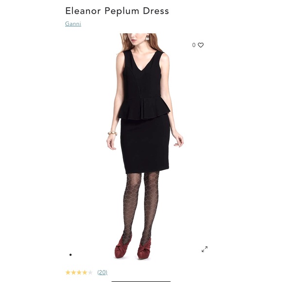 GANNI Eleanor Peplum Dress Black - stretch Large - Picture 3 of 12